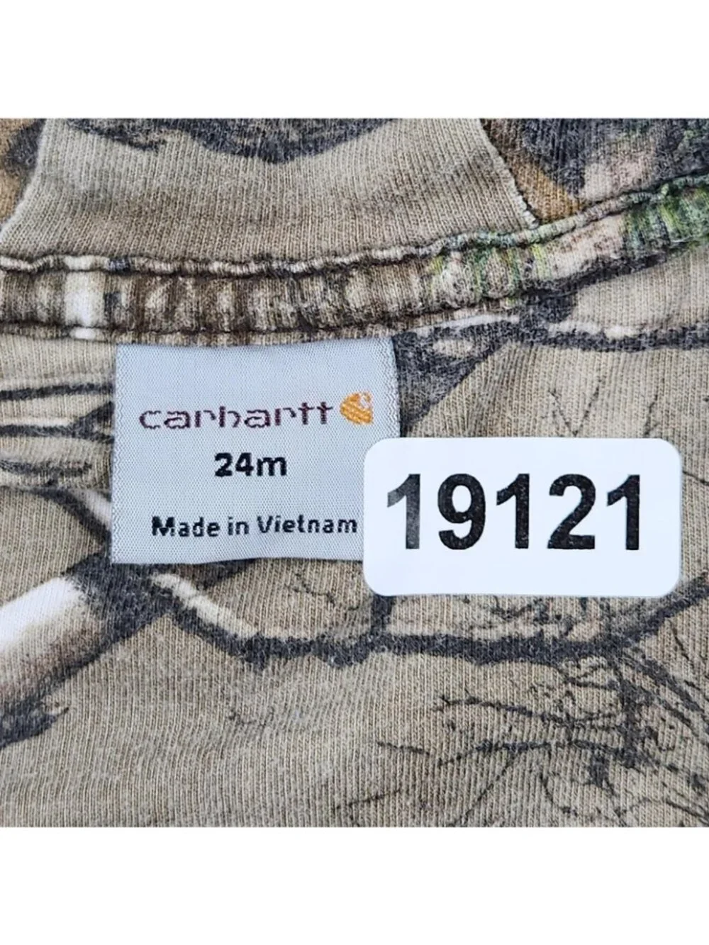 Carhartt Jacket Boys 24M Orange Hooded Hoodie Full Zip Realtree Camo Lined